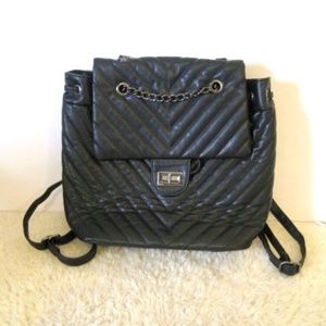 Faux Leather Quilted Backpack